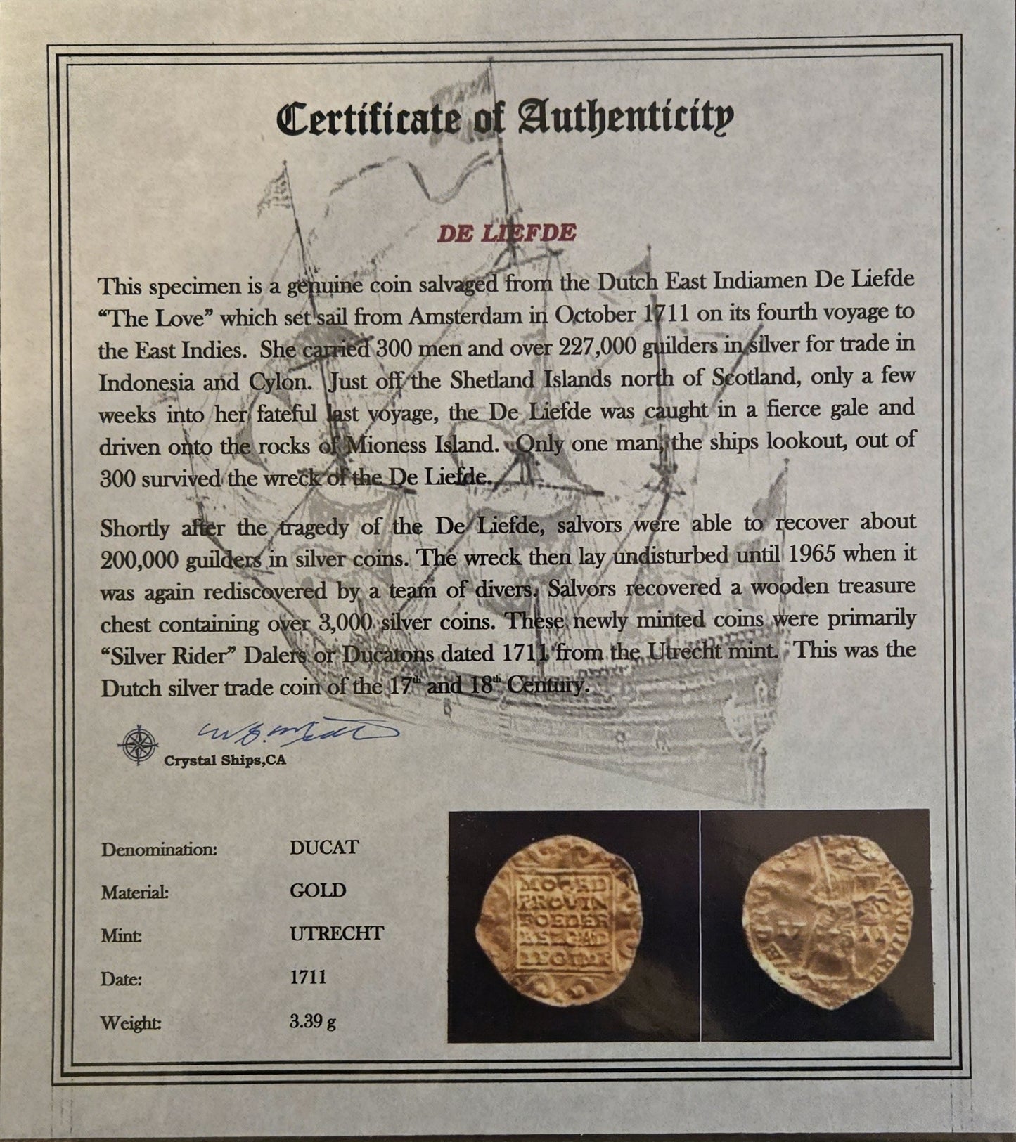 De Liefde Shipwreck 1711 Ducat