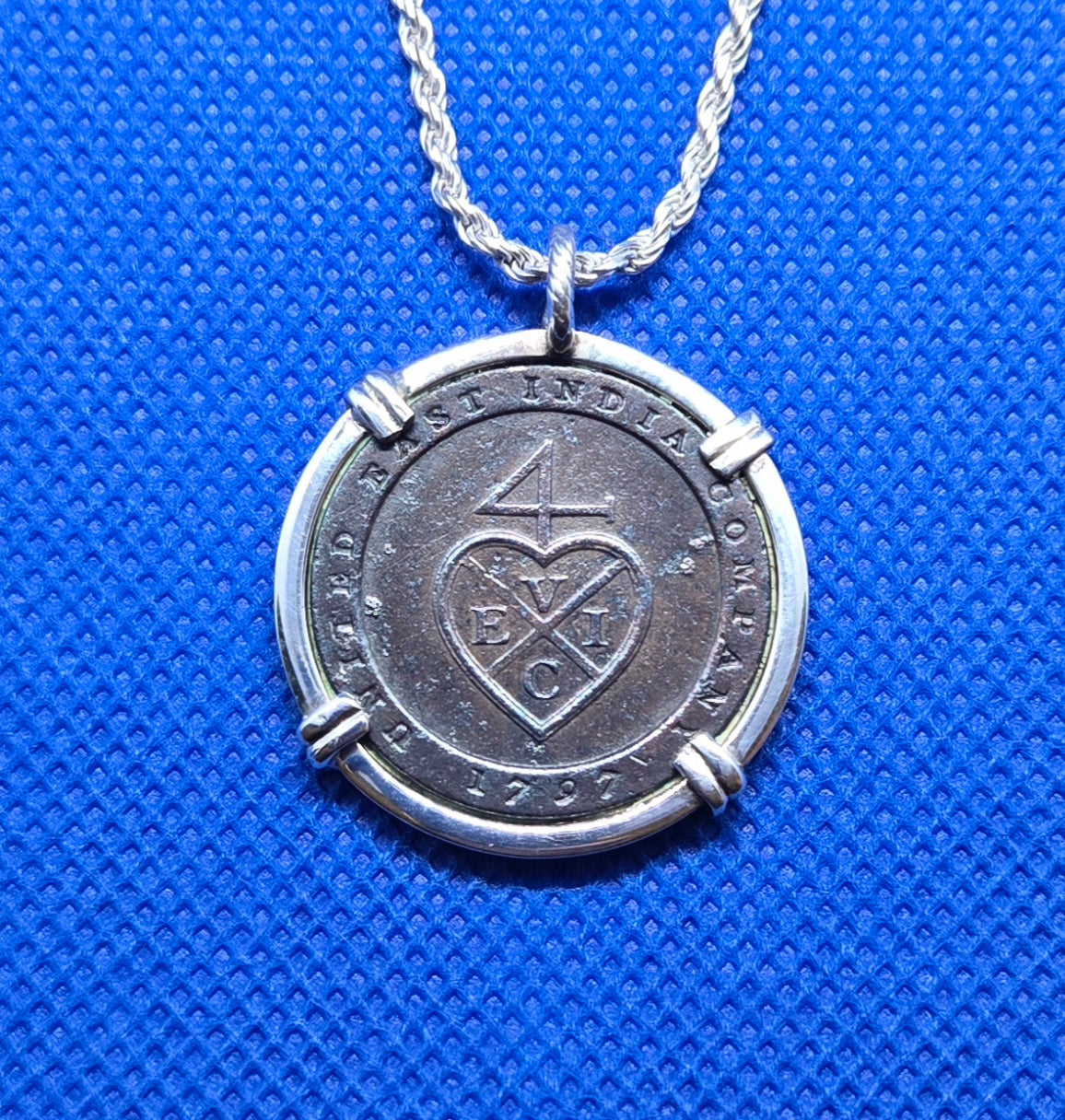 East India Company SILVER PENDANT with SILVER CHAIN 1/96 Rupee