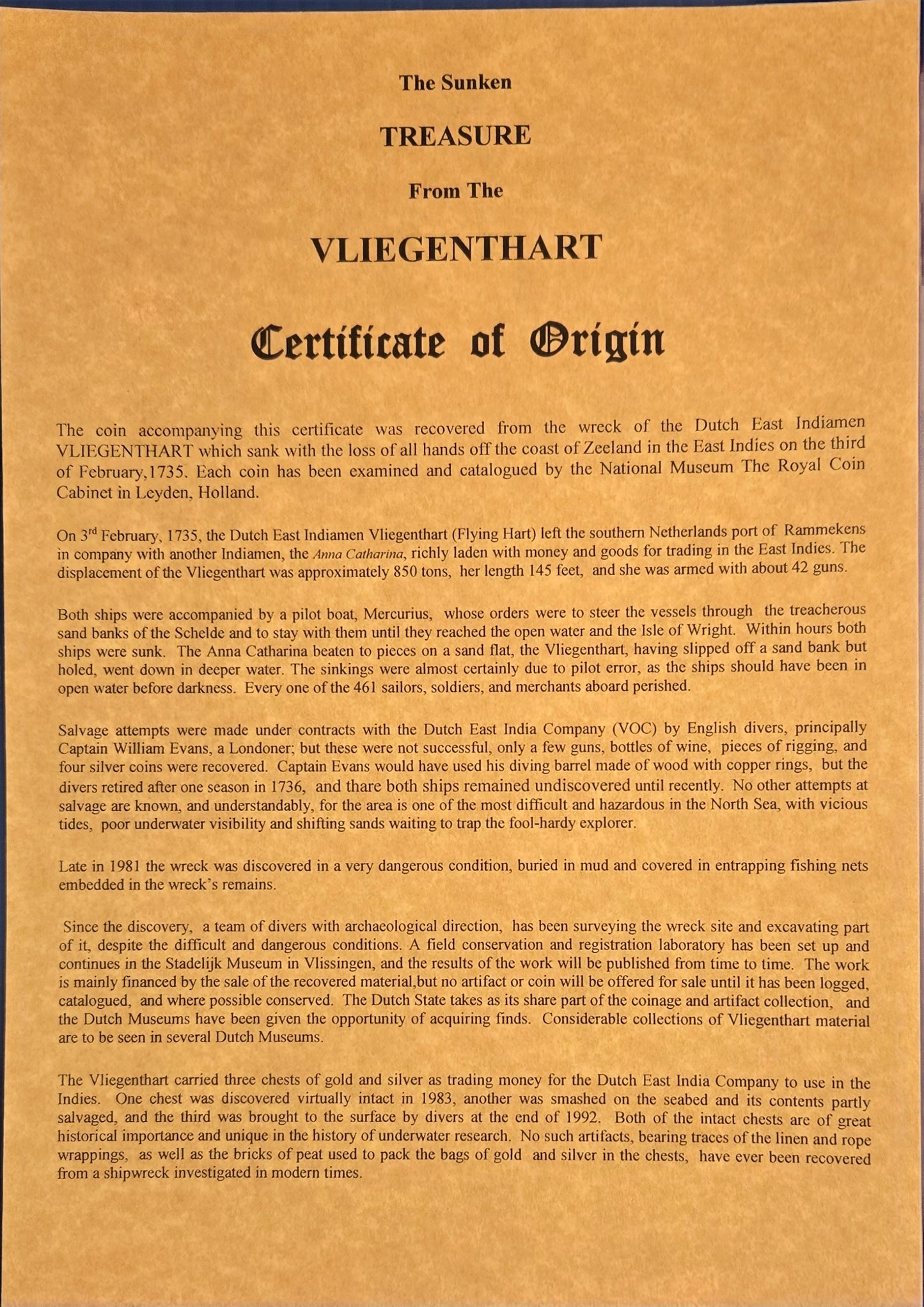 Vliegenthart GOLD PENDANT 1729 Ducat