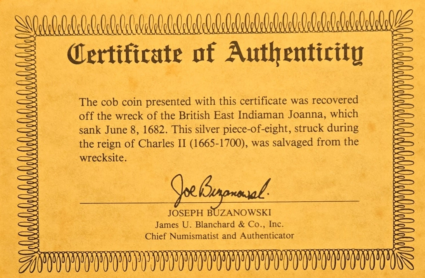 Joanna Shipwreck, 8 Reale cob