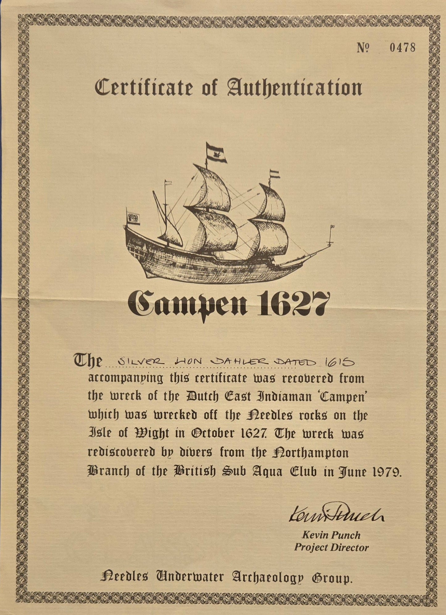 Campen Shipwreck, 1615 "Lion" Daalder