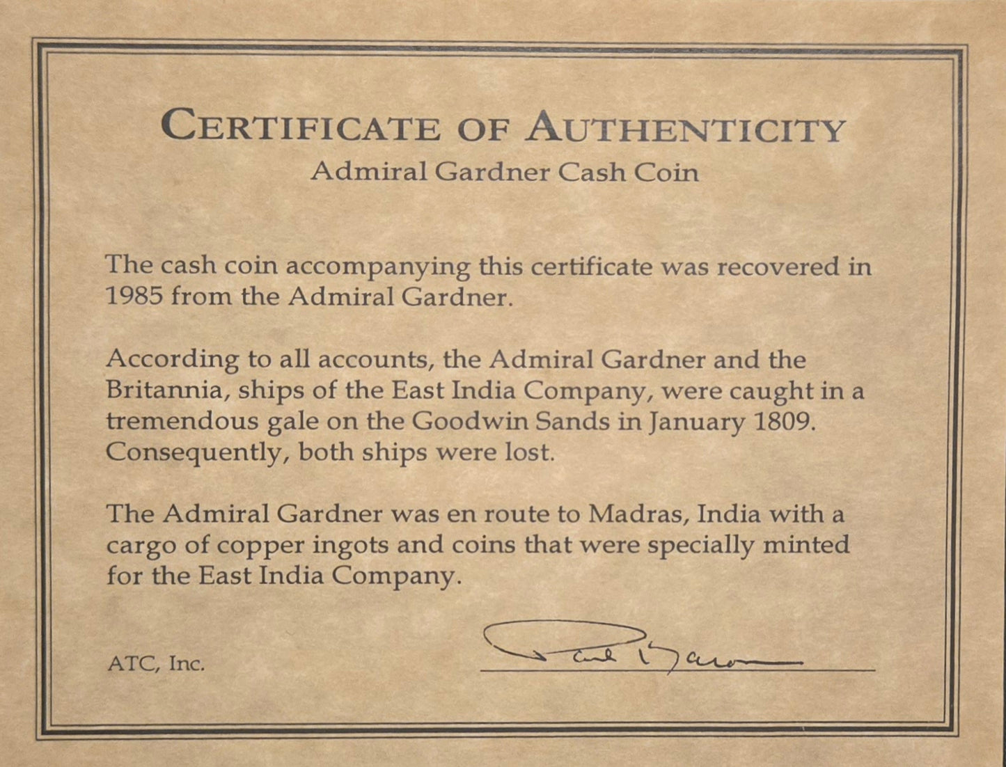 Admiral Gardner Shipwreck 20 Cash