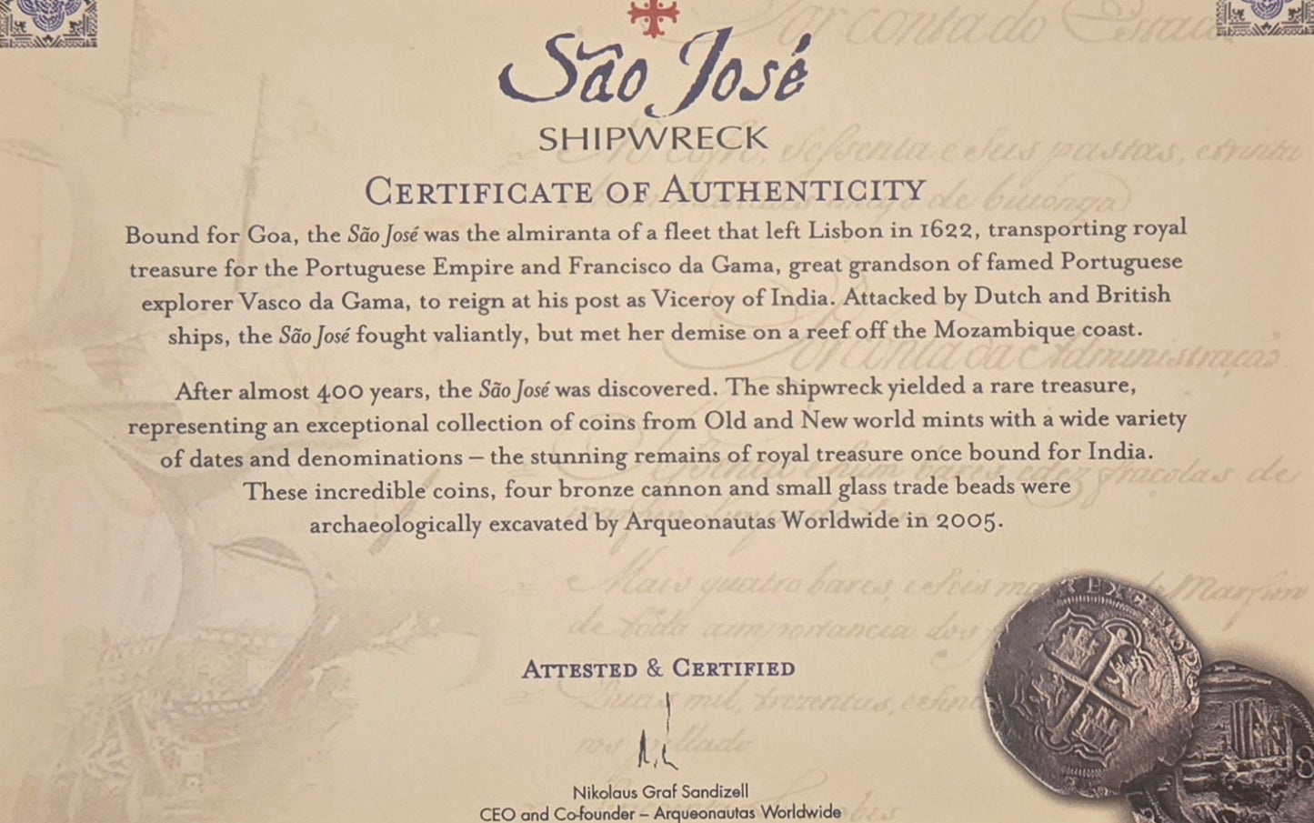 Sao Jose Shipwreck 4 Reale cob