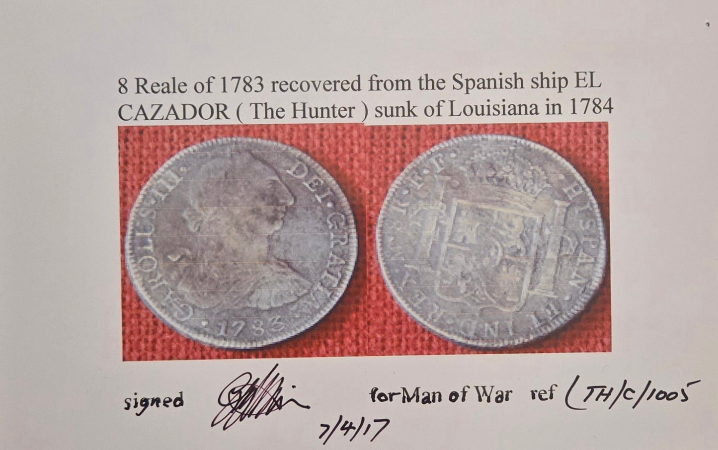 El Cazador Shipwreck 1783 8 Reale