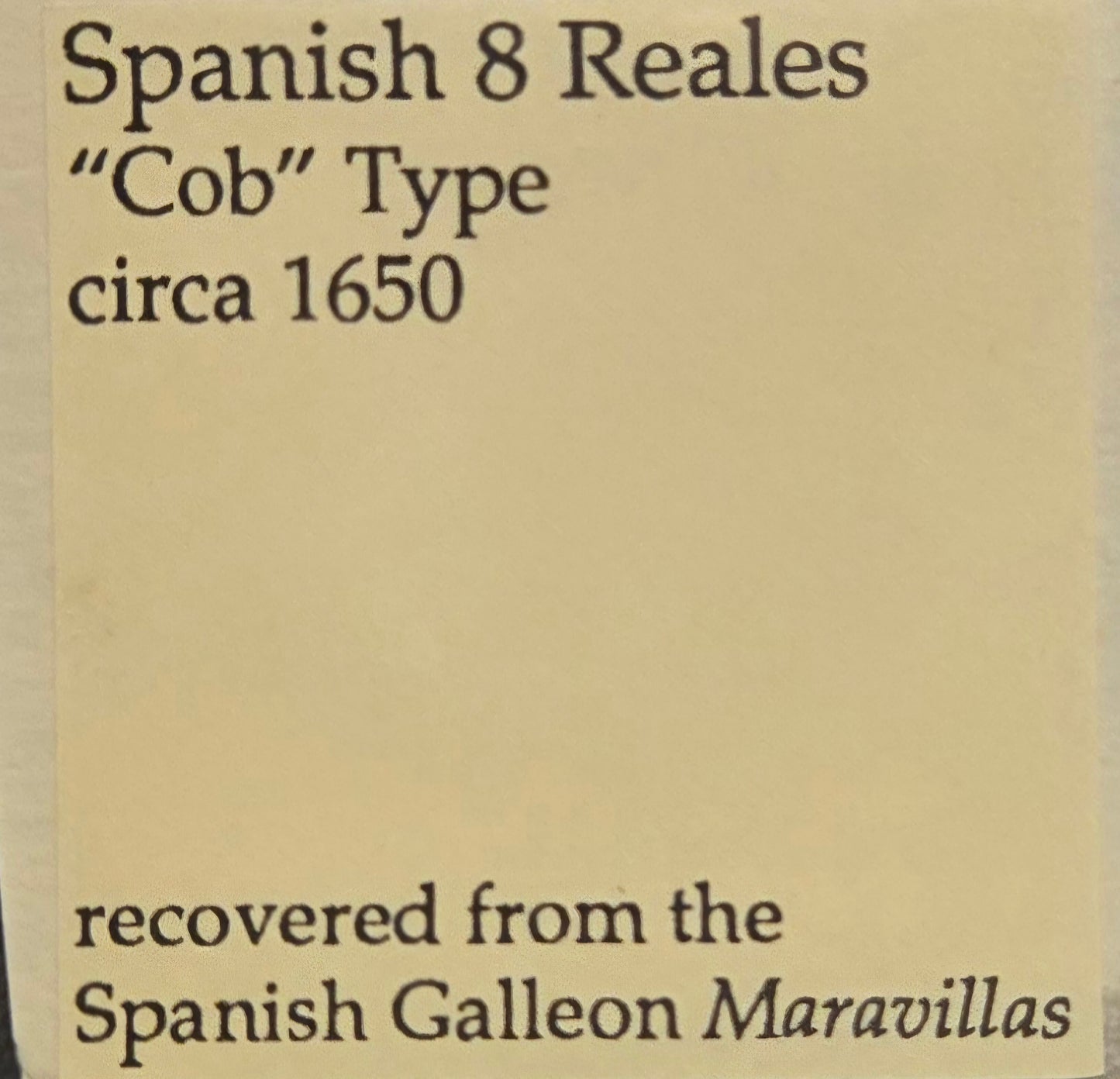Maravillas Shipwreck 8 Reale cob