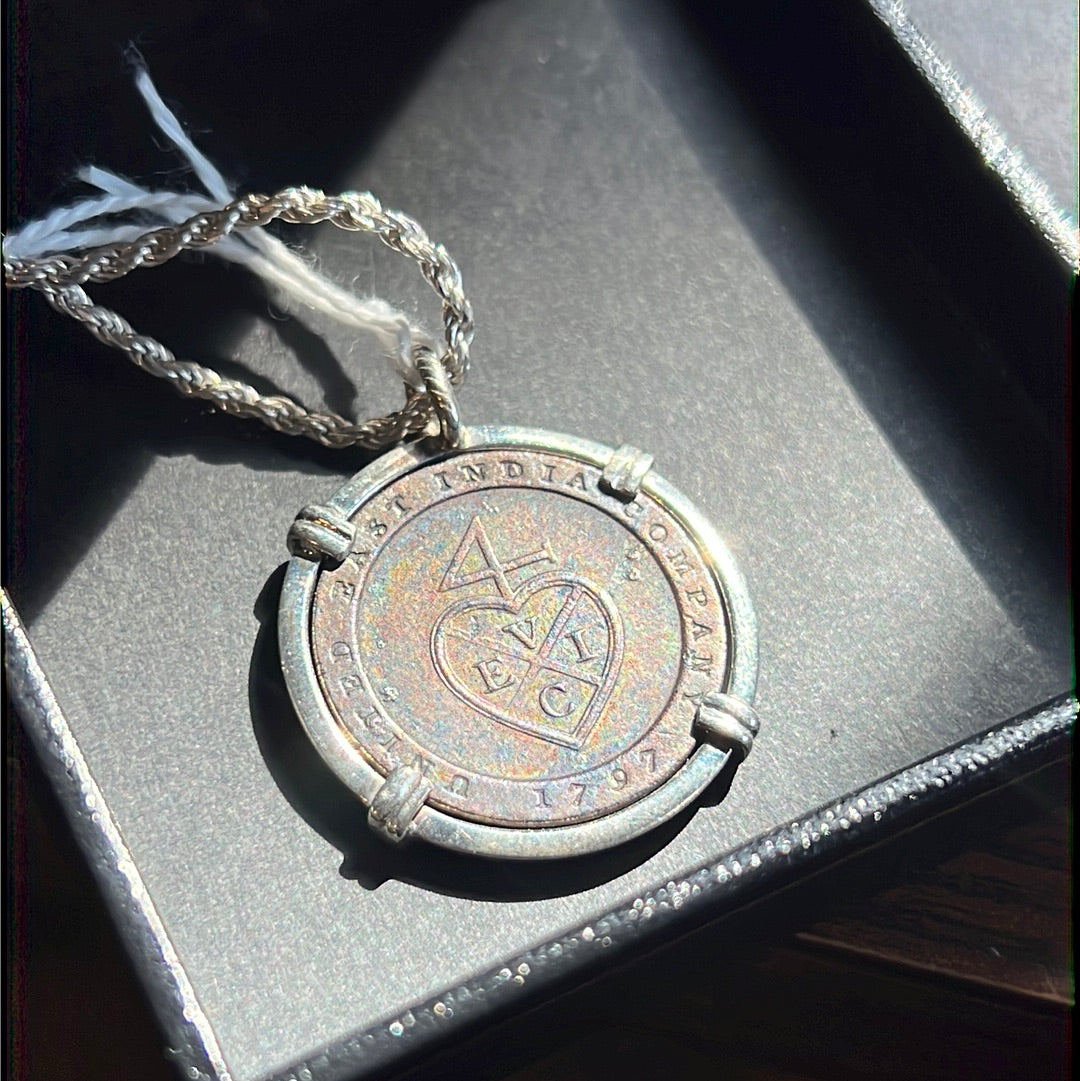 East India Company SILVER PENDANT with SILVER CHAIN 1/96 Rupee