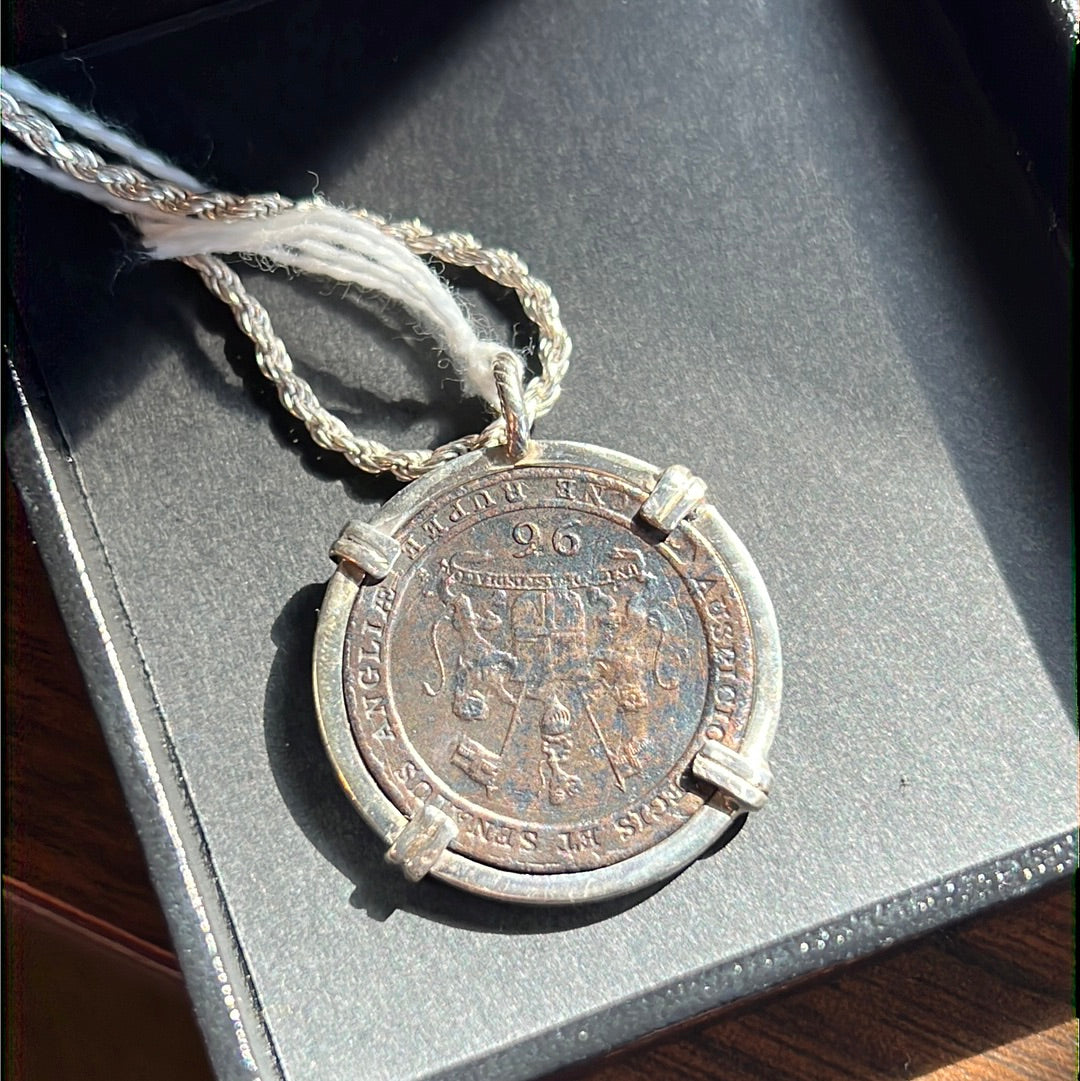 East India Company SILVER PENDANT with SILVER CHAIN 1/96 Rupee