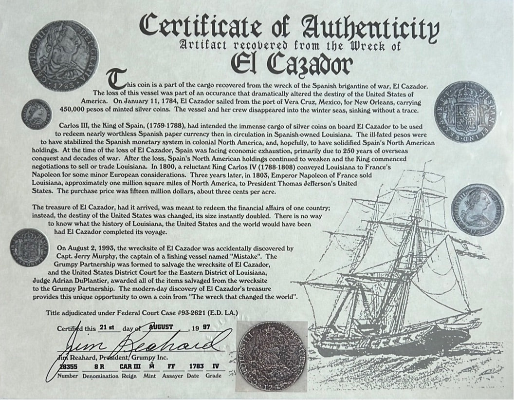 El Cazador Shipwreck 1783 8 Reale
