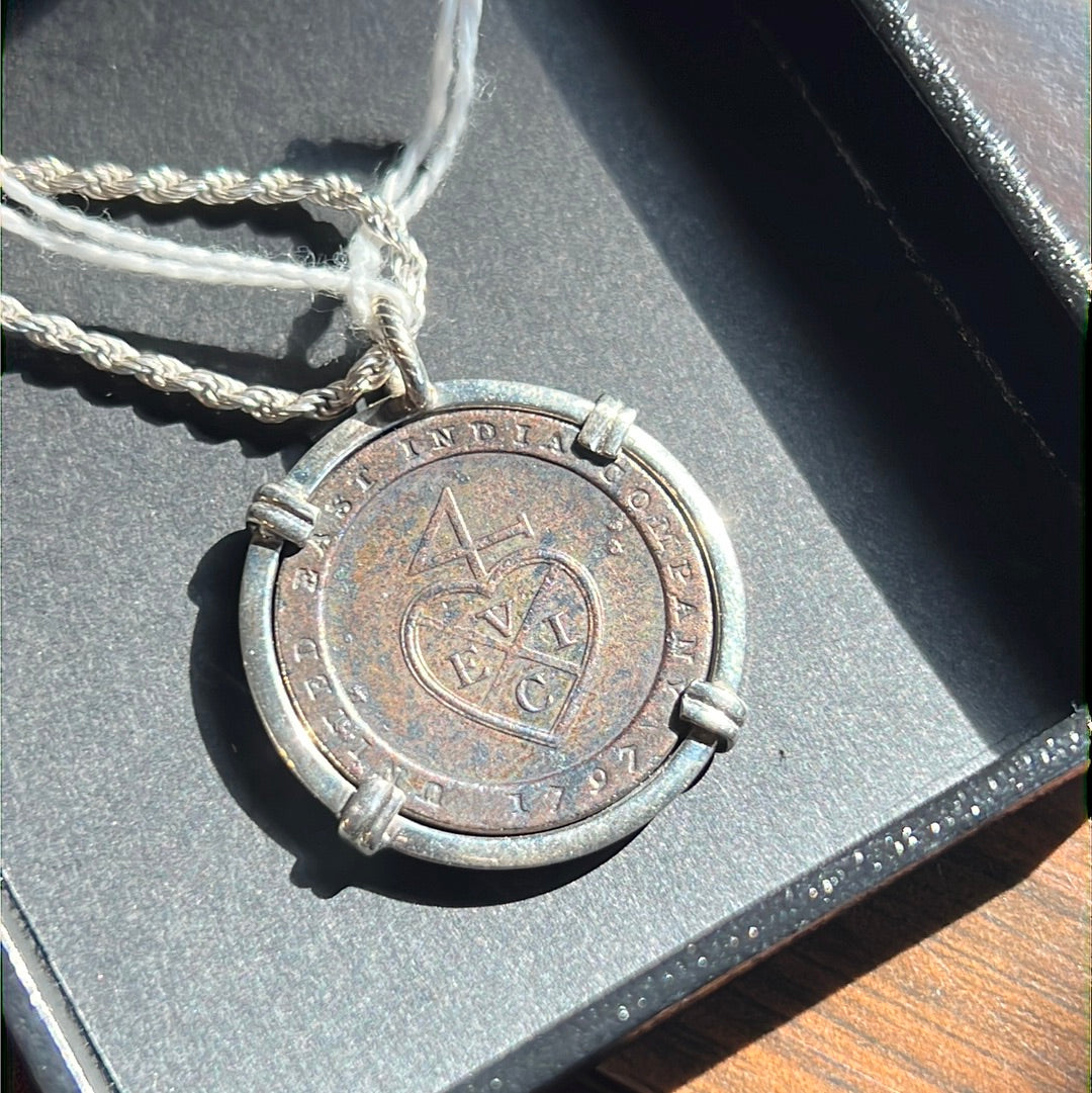 East India Company SILVER PENDANT with SILVER CHAIN 1/96 Rupee