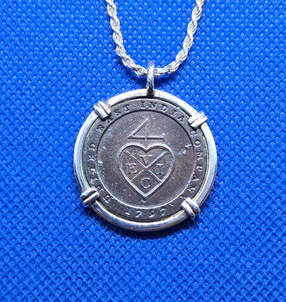 East India Company SILVER PENDANT with SILVER CHAIN 1/96 Rupee