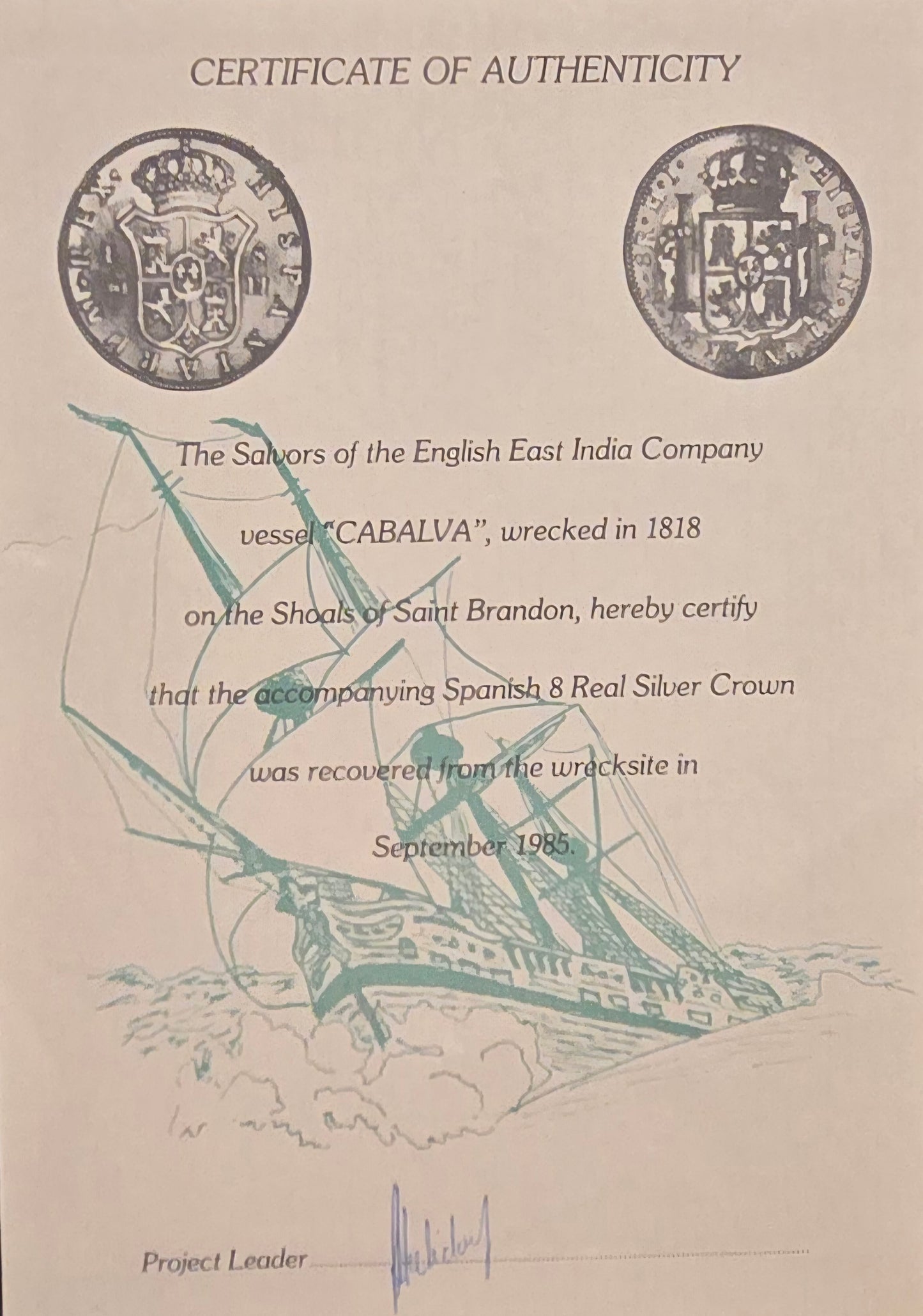 Cabalva Shipwreck 1809 8 Reale