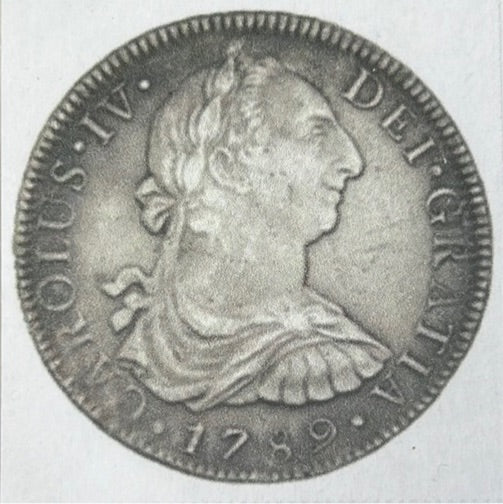 364- Mexico City, México, bust 8 reales, Charles IV transitional (bust of Charles III, ordinal IV), 1789F