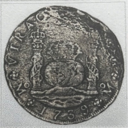 1552- Mexico City, México, pillar 8 reales, Phillip V, 1739/7MF