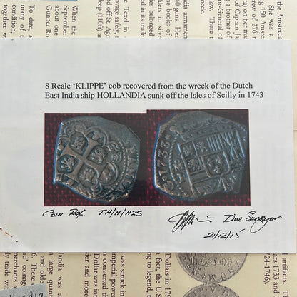 1733 Fine 8 Reale Klippe, México City Mint