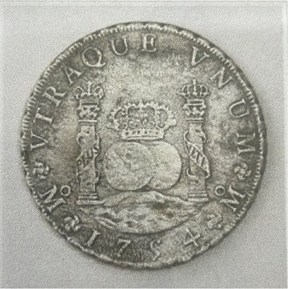 1702 Mexico City, México, pillar 8 reales, Ferdinand VI, 1754MM